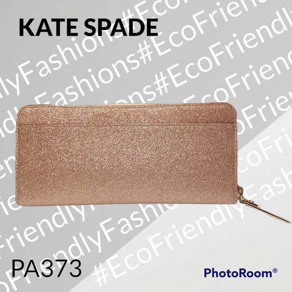 Kate Spade Rose Gold Joeley Shimmy Glitter Large Zip Around Continental Wallet - Picture 2 of 8